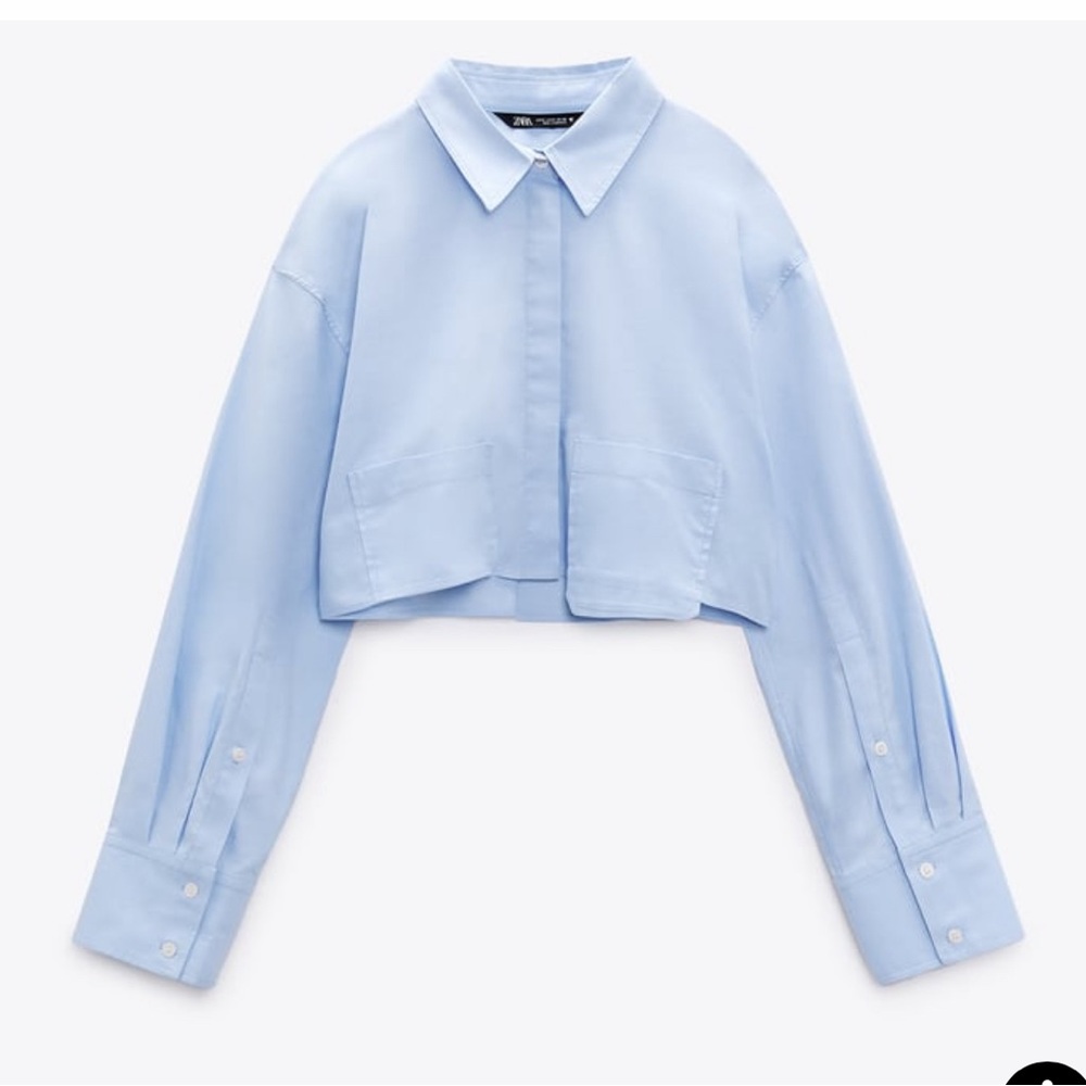 Zara crop pocket shirt - blue